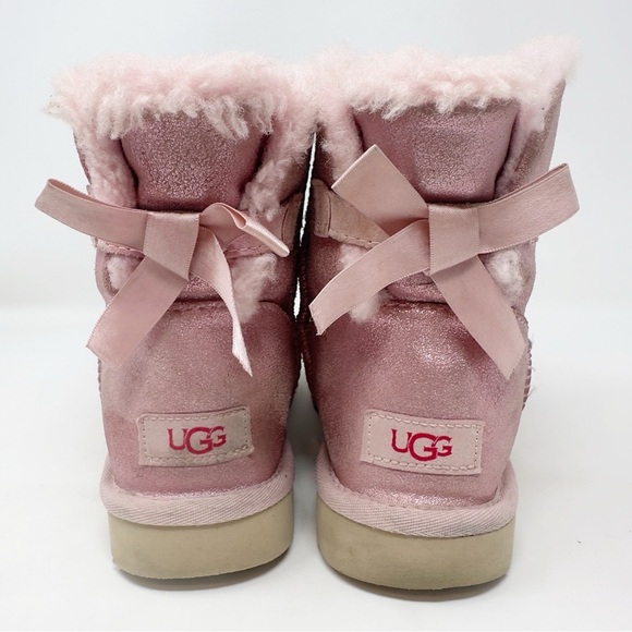 UGG Bailey Bow Pink Metallic Short Boots - Picture 5 of 12